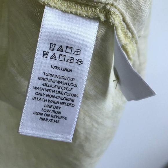 SIGRID OLSEN WOMENS SHIRT YELLOW 100% LINEN LONG SLEEVE TUNIC SMALL - Picture 5 of 9